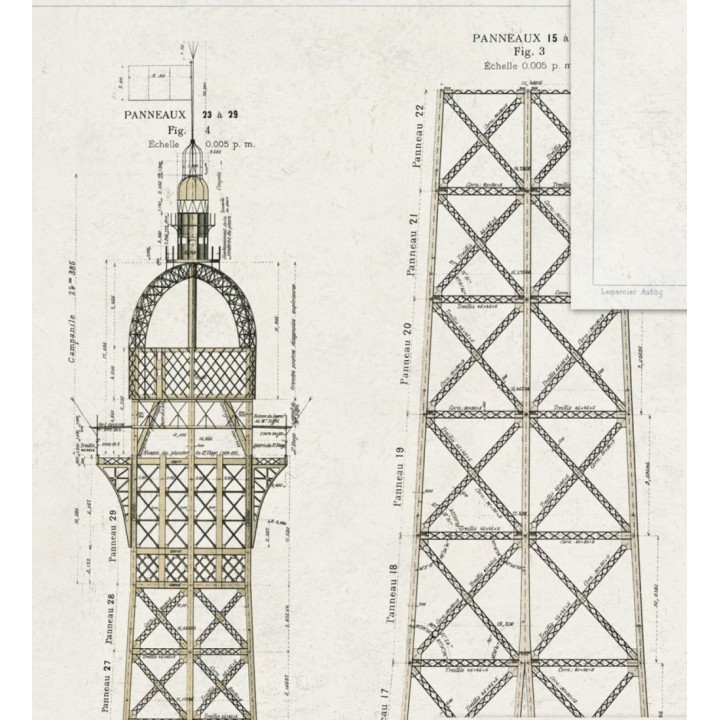 Papel pintado plano arquitectónico torre de hierro fondo claro - Last Frontier 127988