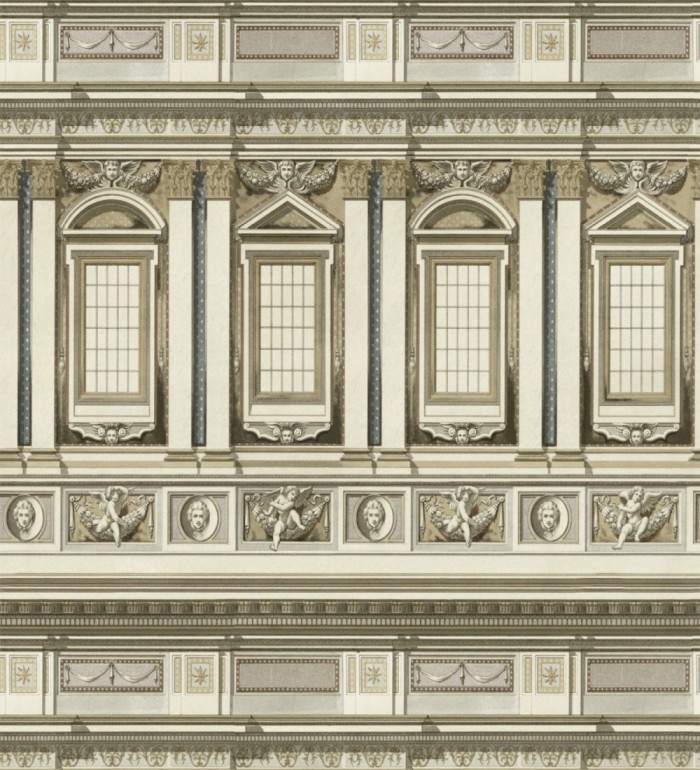 Papel pintado fachada edificio clásico tonos beige - Sylvana 127994