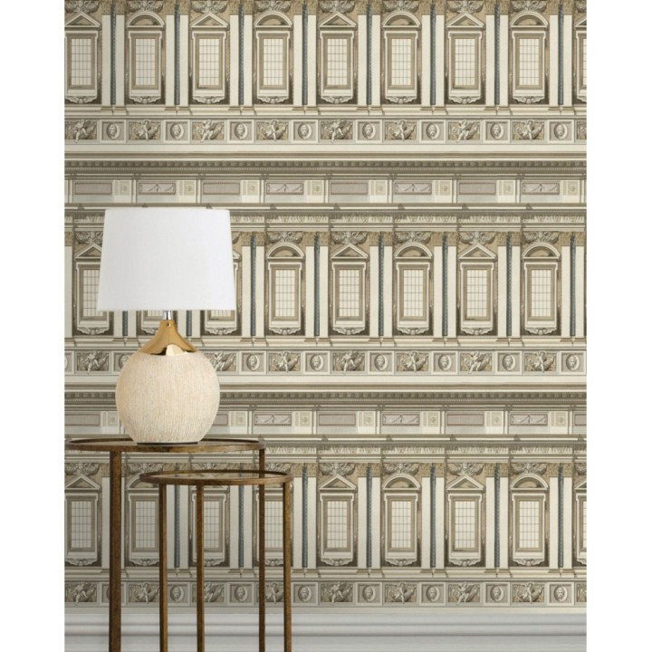 Papel pintado fachada edificio clásico tonos beige - Sylvana 127994