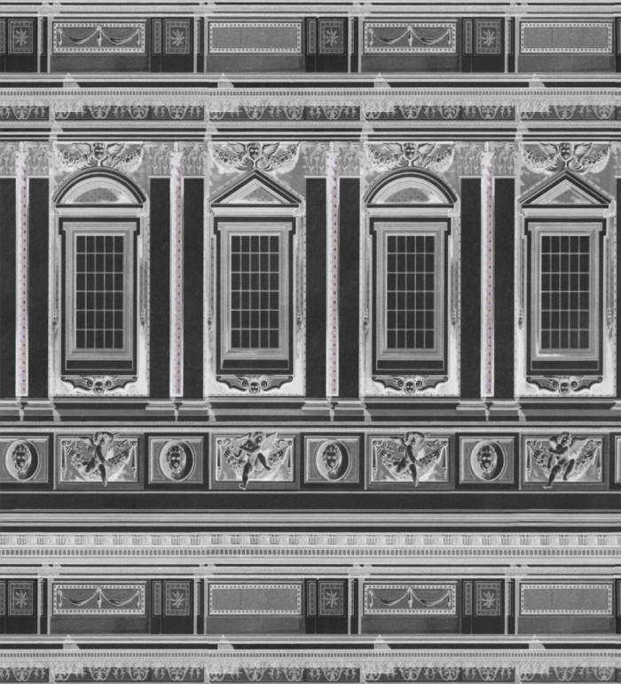 Papel pintado fachada edificio clásico tonos grises - Sylvana 127995