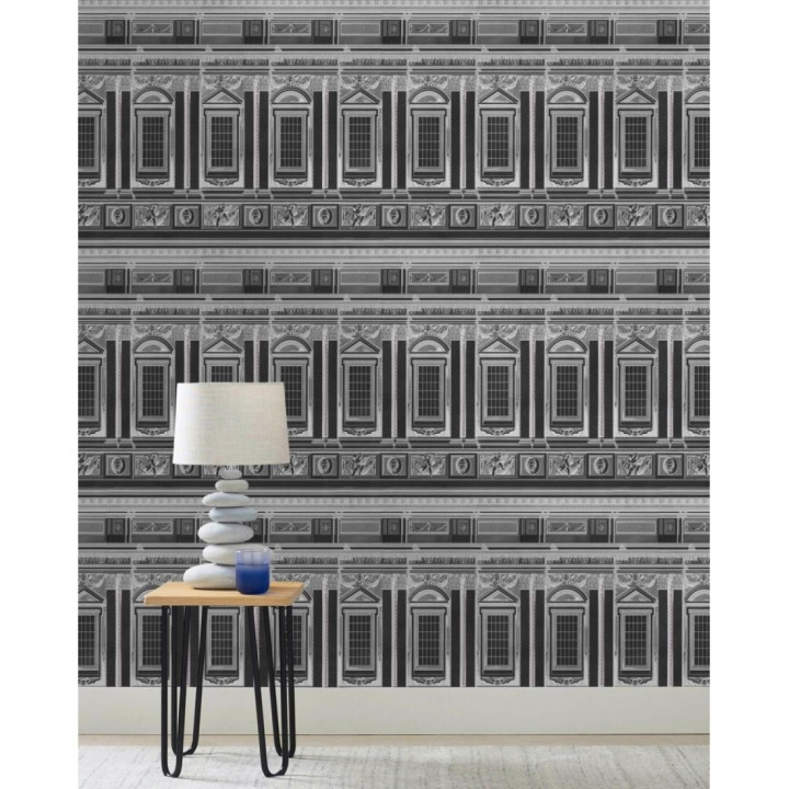 Papel pintado fachada edificio clásico tonos grises - Sylvana 127995