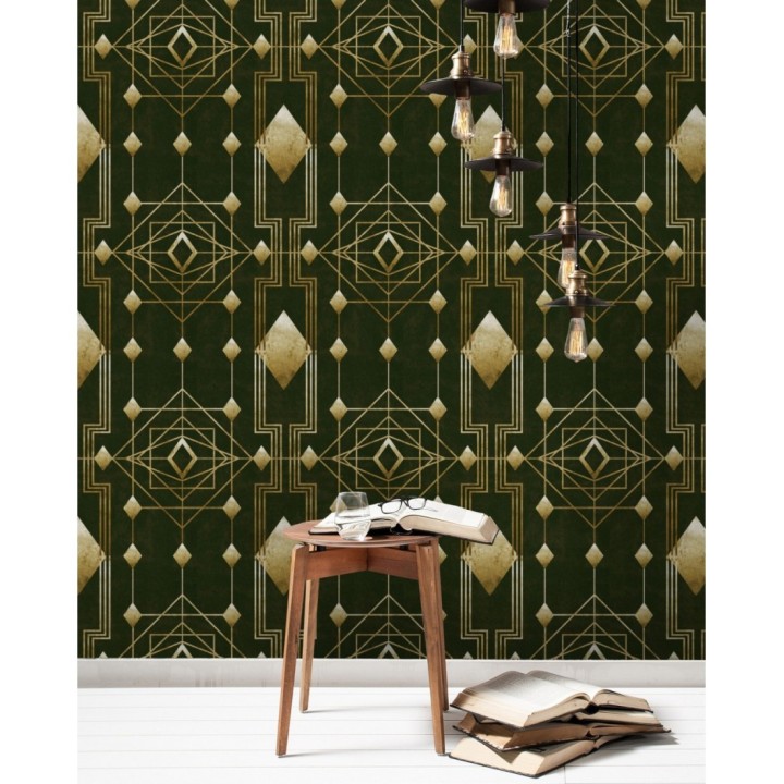 Papel pintado estructura ornamental art decó - Legatura 127996