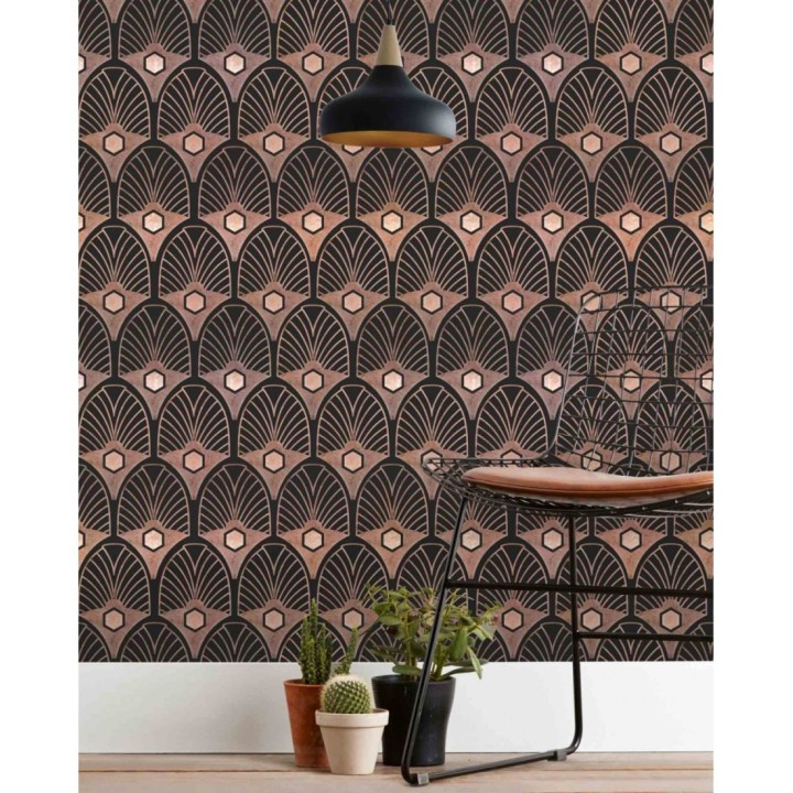 Papel pintado arcos con rayas estilo art decó - Wakanda 128000