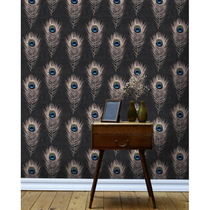 Papel pintado plumas de pavo real - Paun Eye 128001