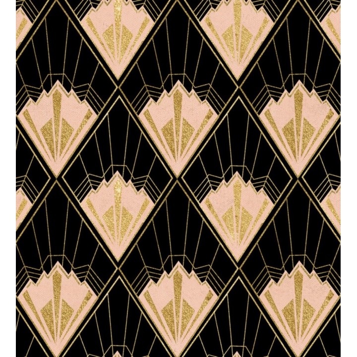 Papel pintado rombos con fondo negro estilo art decó - Evantai 128002
