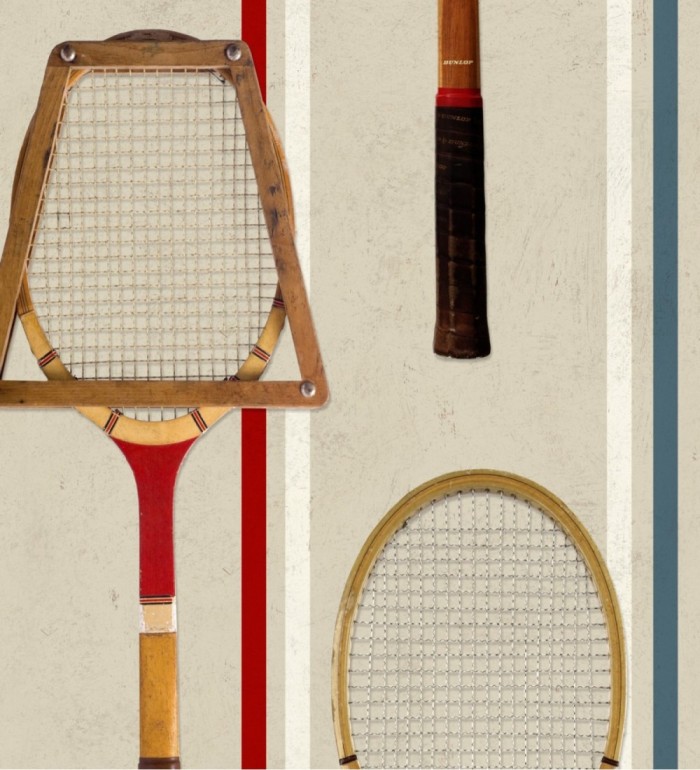 Papel pintado raquetas vintage fondo claro - Wanna Play 128014