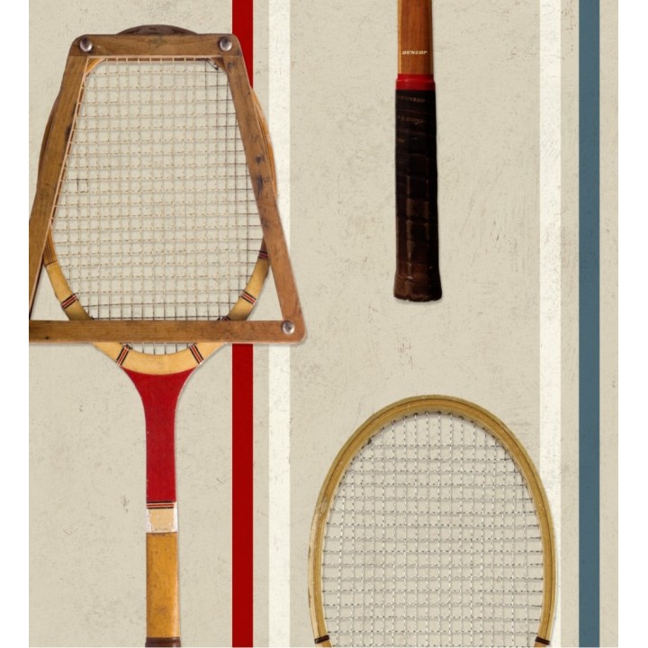 Papel pintado raquetas vintage fondo claro - Wanna Play 128014