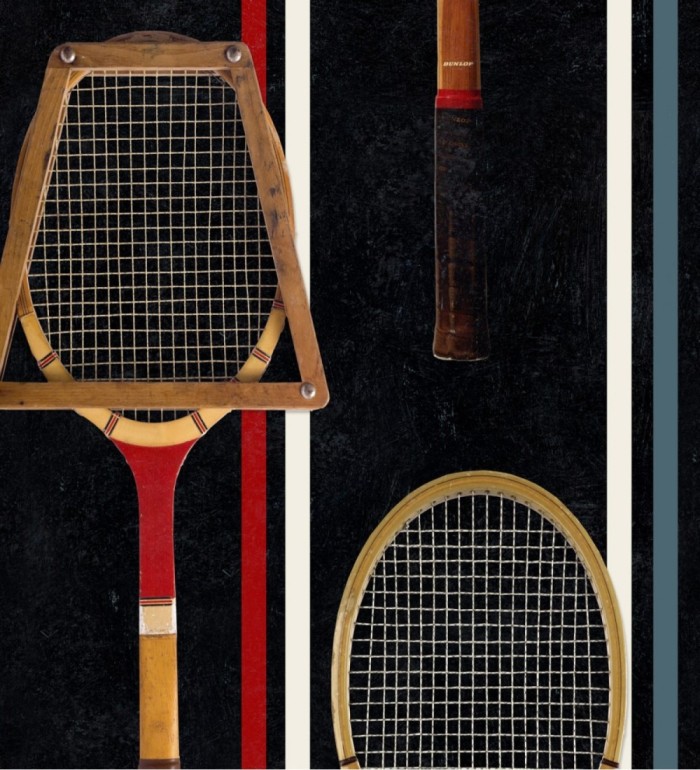 Papel pintado raquetas vintage fondo negro  - Wanna Play 128015