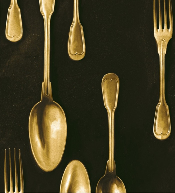 Papel pintado cubiertos vintage dorados - Top Dinner 128017