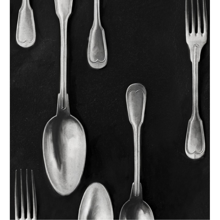 Papel pintado cubiertos vintage plateados - Top Dinner 128019