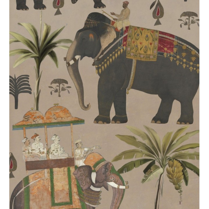Papel pintado elefantes engalanados estilo oriental - Shaila Trip 128029