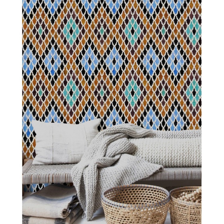 Papel pintado mosaico de rombos de colores - Kambuca Chic 128032