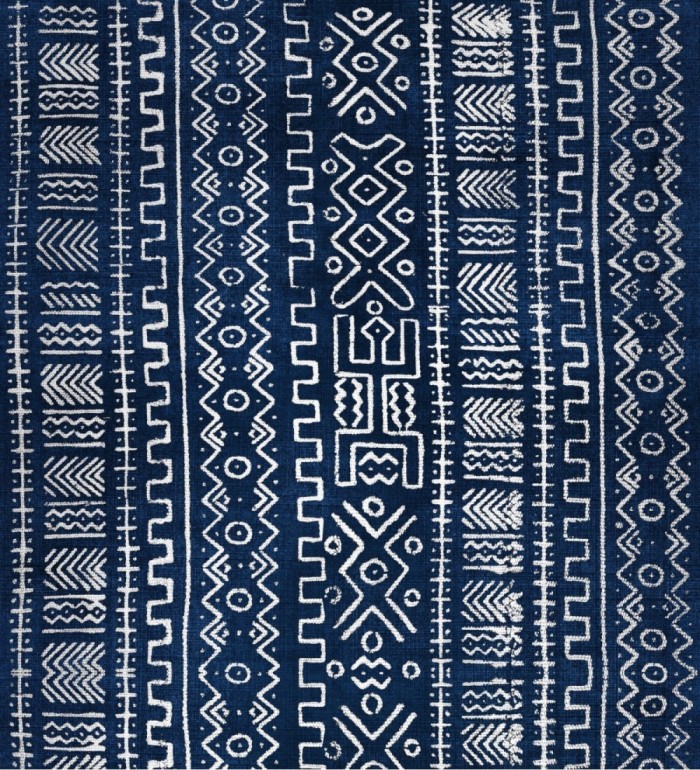 Papel pintado tapiz egipcio azul y blanco - Nibori 128038