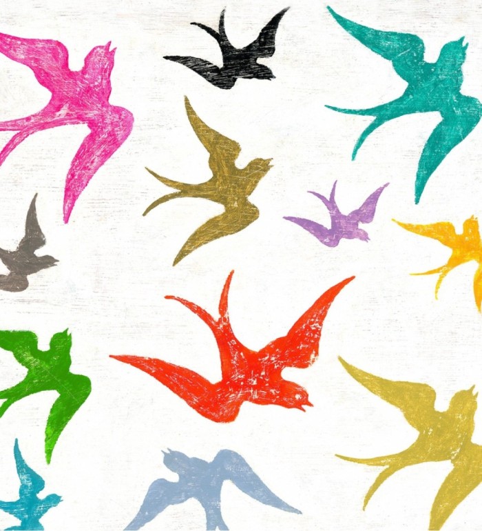 Papel pintado infantil gaviotas de colores - Free Nandru 128039