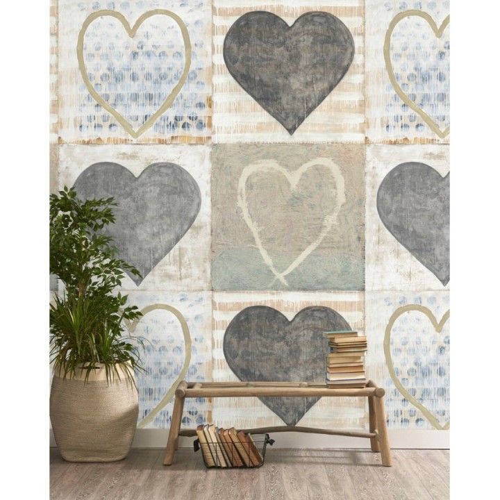 Papel pintado infantil de corazones  - Easy Love 128040