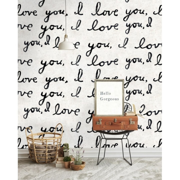 Papel pintado mensajes de amor blanco y negro - Love Confession 128041