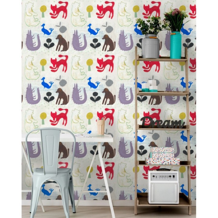 Papel pintado dibujo infantil animales - Fox Tale 128044