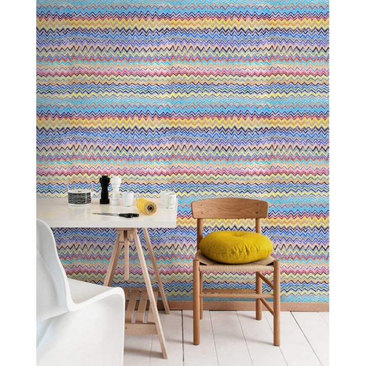 Papel pintado rayas zig zag de colores - Axel Pulse 128047