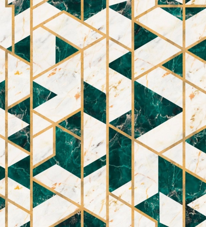 Papel pintado geométrico efecto mármol art decó - Endless Lux 128051