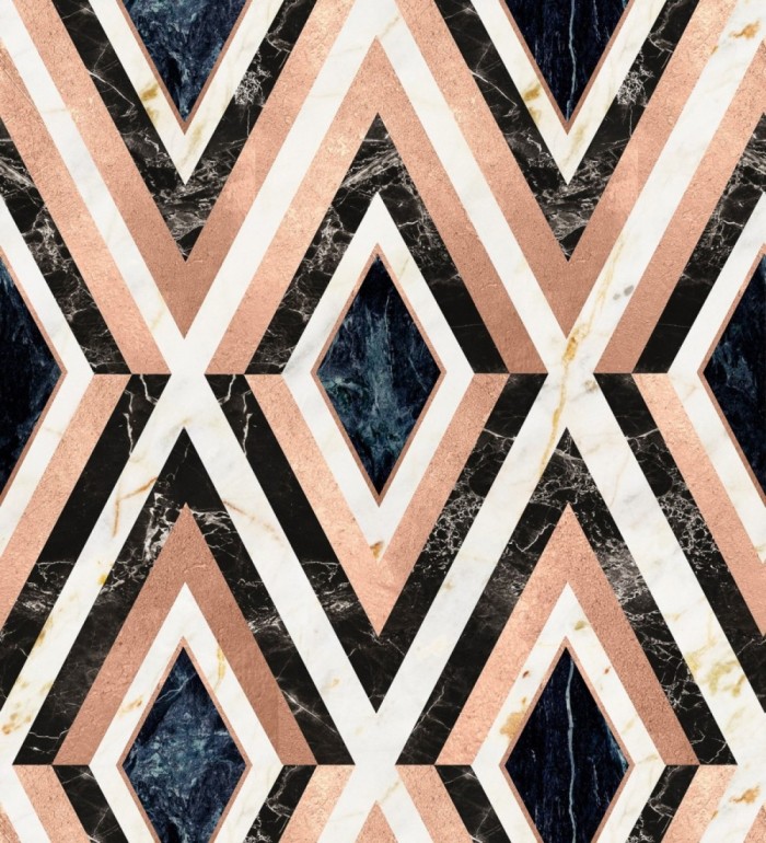 Papel pintado geométrico rombos sobre mármol art decó - Rihanna Diamond 128055