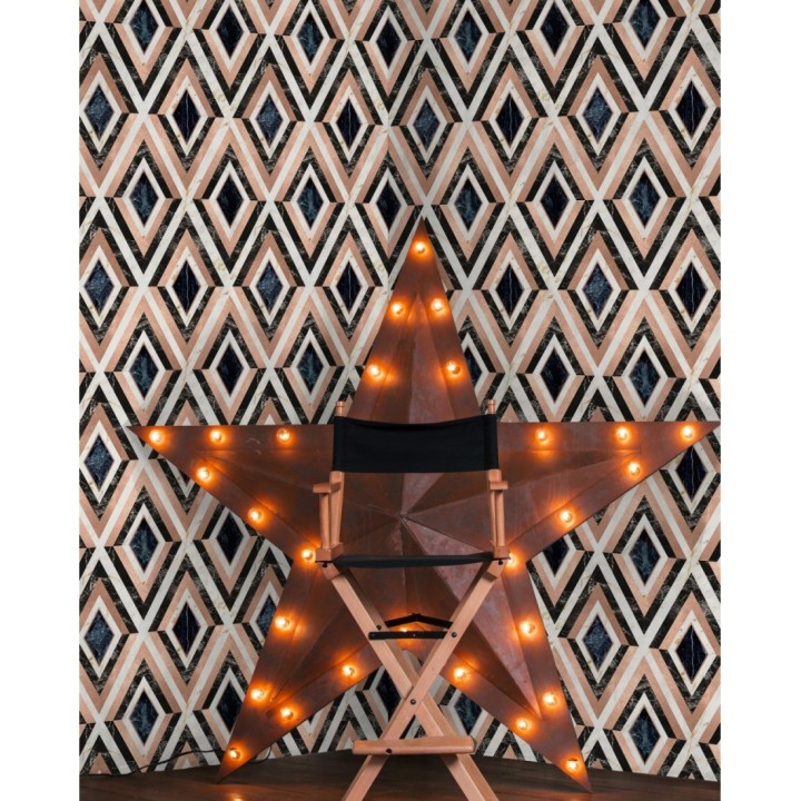 Papel pintado geométrico rombos sobre mármol art decó - Rihanna Diamond 128055