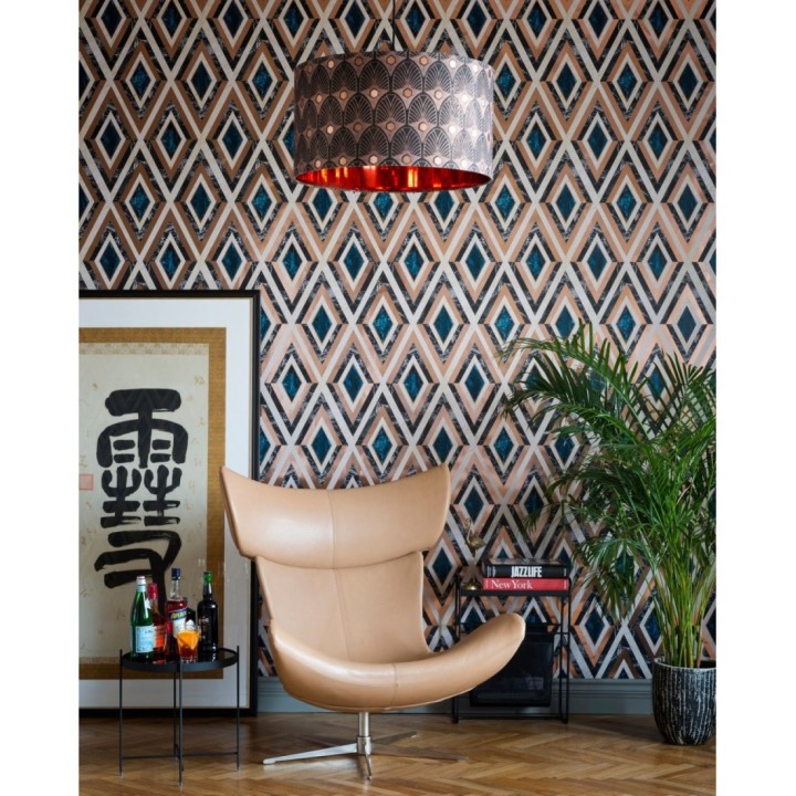 Papel pintado geométrico rombos sobre mármol art decó - Rihanna Diamond 128055