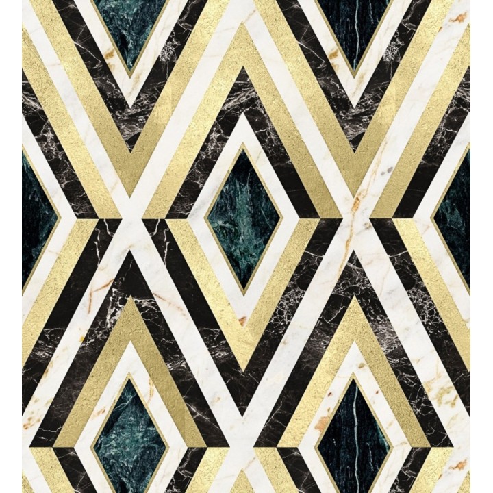 Papel pintado geométrico rombos sobre mármol art decó - Rihanna Diamond 128056