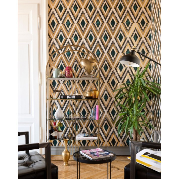 Papel pintado geométrico rombos sobre mármol art decó - Rihanna Diamond 128056