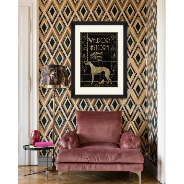 Papel pintado geométrico rombos sobre mármol art decó - Rihanna Diamond 128056