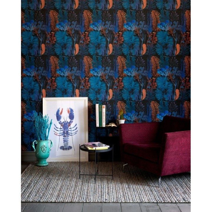 Papel pintado plantas marinas tonos azules - Gradina Mare 128062