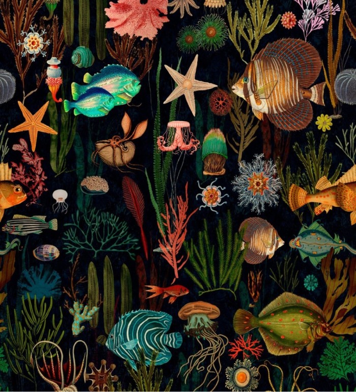 Papel pintado acuario moderno fondo oscuro - Blade Aquarium 128068
