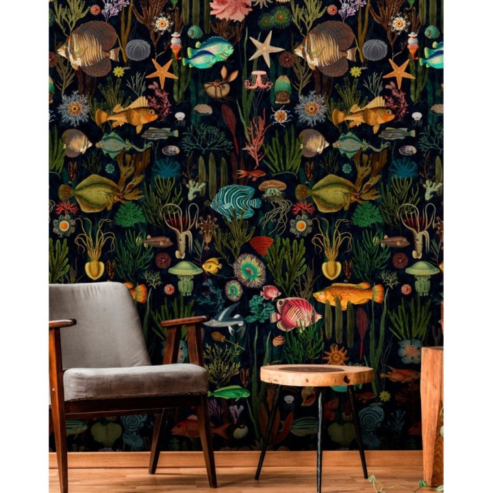 Papel pintado acuario moderno fondo oscuro - Blade Aquarium 128068