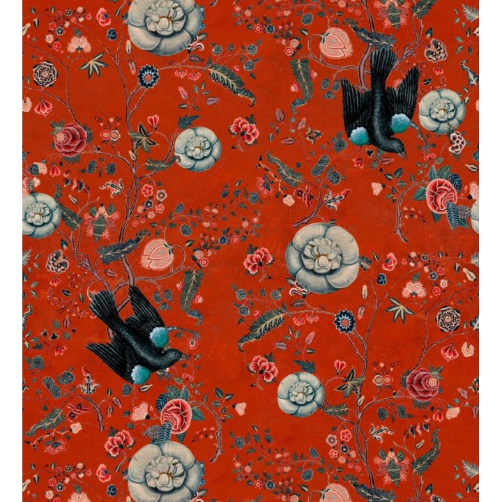 Papel pintado flores fondo rojo - Dracula Flowers 128069