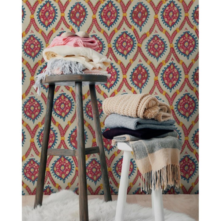 Papel pintado volutas orientales fondo claro - Lorelai 128071