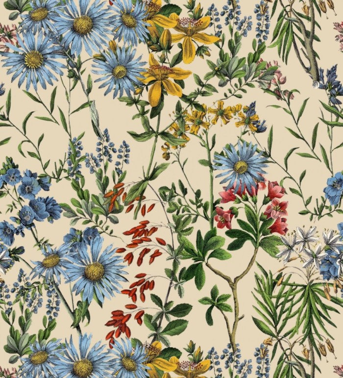 Papel pintado flores de colores fondo claro - Sabah Flowers 128072