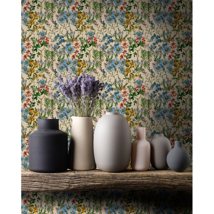 Papel pintado flores de colores fondo claro - Sabah Flowers 128072