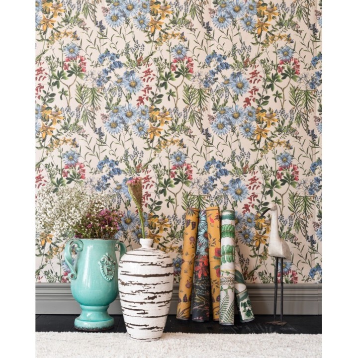 Papel pintado flores de colores fondo claro - Sabah Flowers 128072