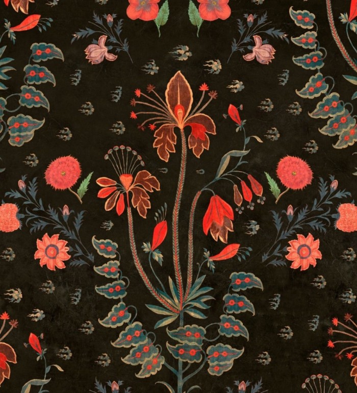 Papel pintado flores japonesas fondo oscuro - Aiko Garden 128074