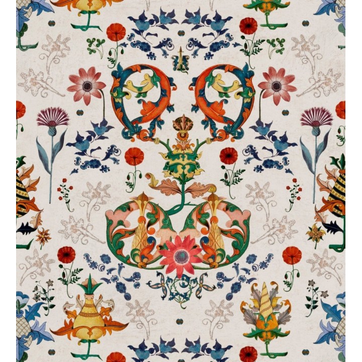 Papel pintado flores estilo oriental fondo claro - Dahlia 128077