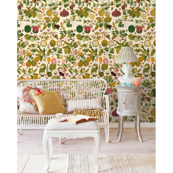 Papel pintado jardín floral moderno fondo claro - Ava Garden 128079