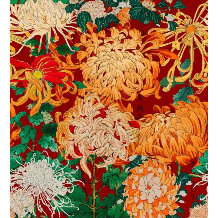 Papel pintado flores grandes fondo rojo - Chloe Bloom 128084