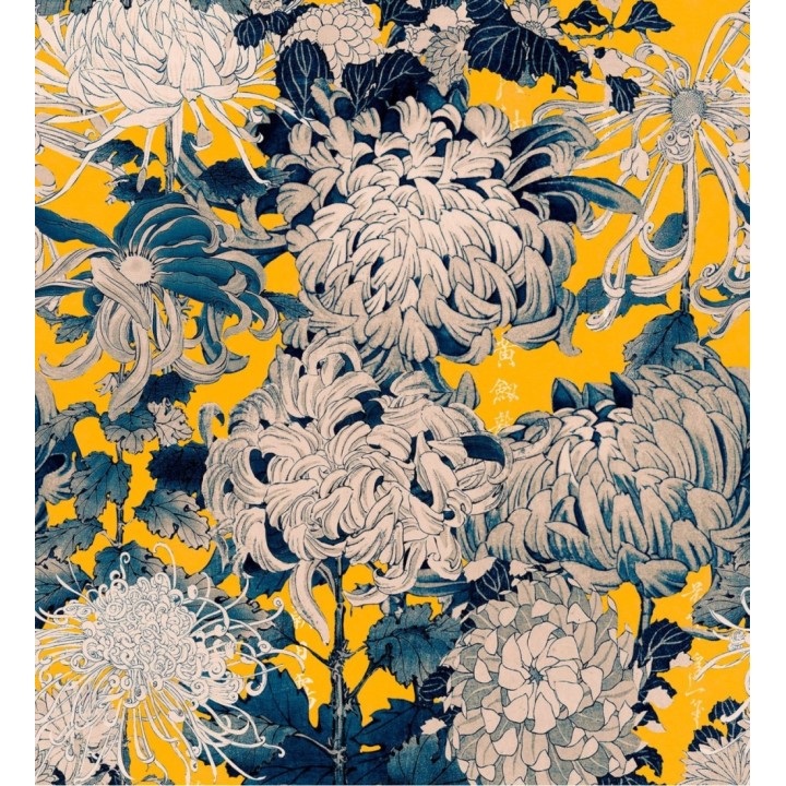 Papel pintado flores grandes fondo amarillo - Chloe Bloom 128085