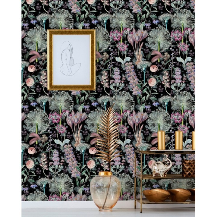 Papel pintado dientes de león fondo oscuro - Lane Blossom 128088