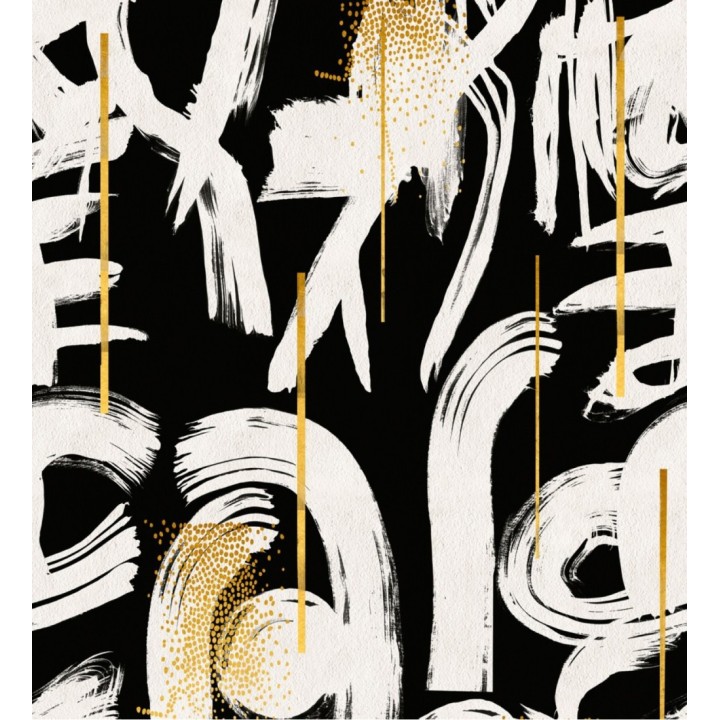 Papel pintado trazos abstractos fondo negro - Ebony And Ivory 128095