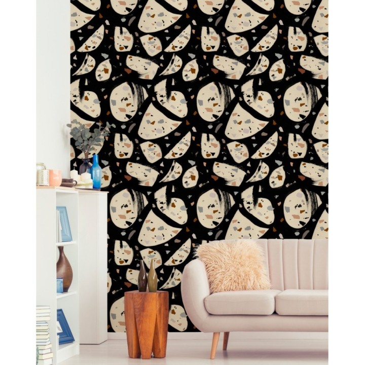 Papel pintado trazos abstractos fondo negro - Pillow Talk 128099