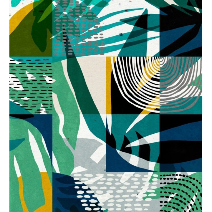 Papel pintado cuadrículas dibujos abstractos - Nolan Leaves 128100