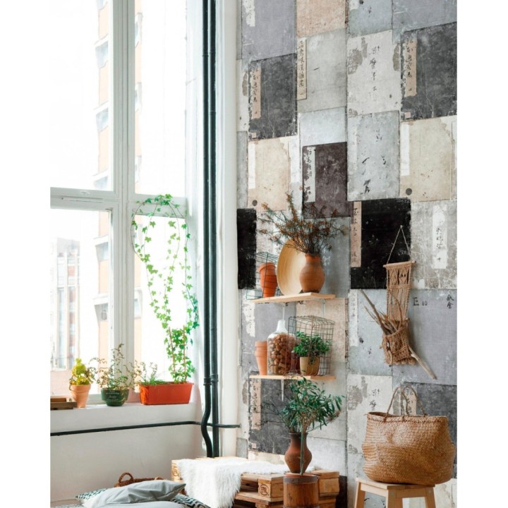 Papel pintado notas escritas en japonés tonos grises - Haiku Message 128103