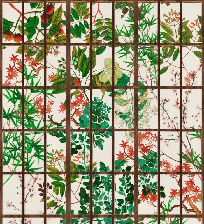 Papel pintado pantalla Shoji con vegetación - Tadashi Mado 128106