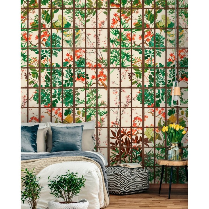 Papel pintado pantalla Shoji con vegetación - Tadashi Mado 128106
