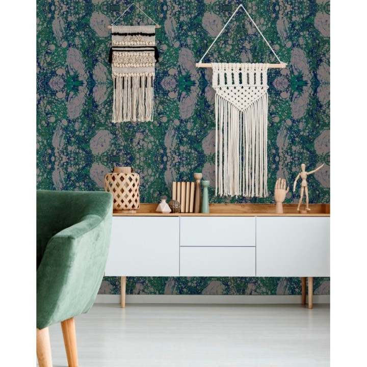 Papel pintado abstracto tonos verdes y azules - Nova Sky 128108